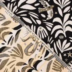 Jacquardstoff Dekostoff Mystik Blätter Schlange Vogel Wildkatze schwarz beige goldfarbig 140cm Breite