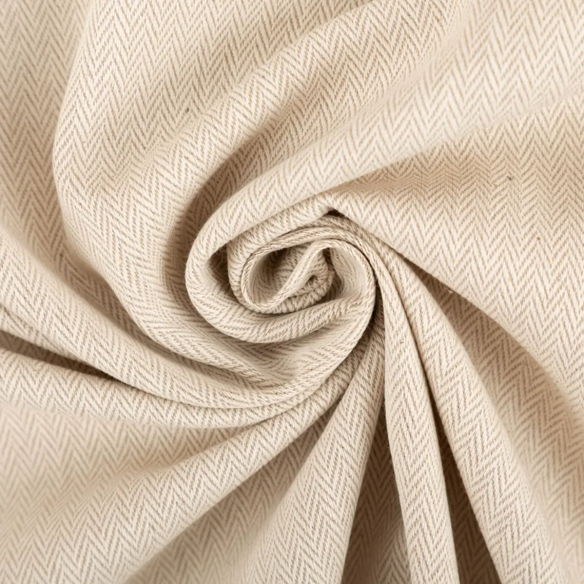 Jacquard Stoff Dobby Fischgrat natur 1,40m Breite