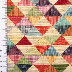 Jacquard Stoff Gobelin Dreiecke beige bunt 1,40m Breite