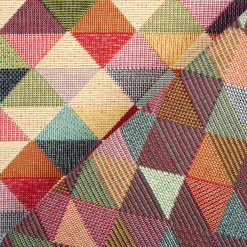 Jacquard Stoff Gobelin Dreiecke beige bunt 1,40m Breite