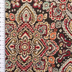 Jacquard Stoff Gobelin Ornamente schwarz bunt 1,40m Breite