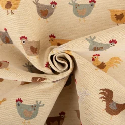 Jacquard Stoff Gobelin Premium Dekostoff Comic Chickens beige braun 1,4m Breite