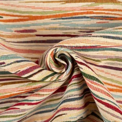 Jacquard Stoff Gobelin Streifen beige bunt 1,40m Breite