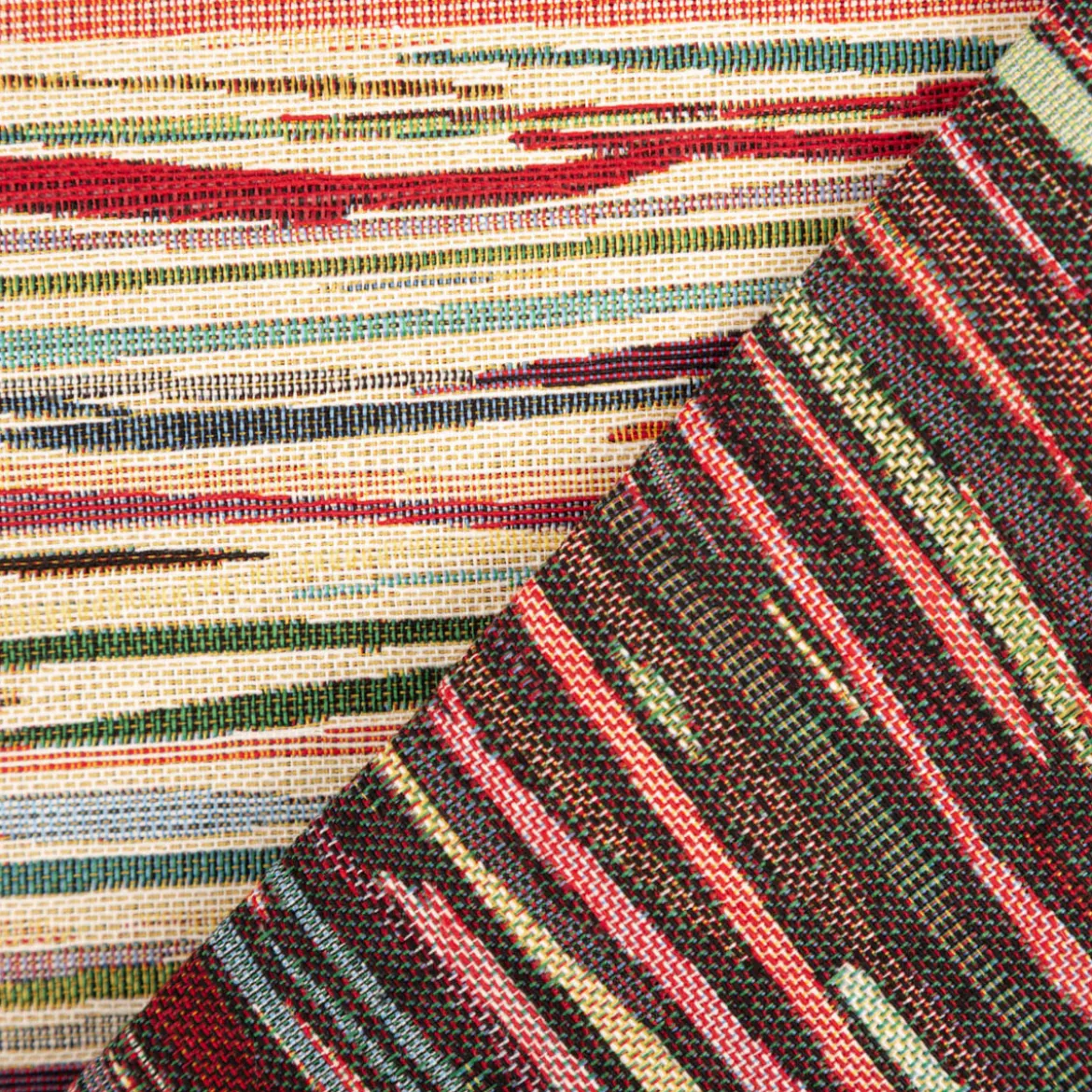 Jacquard Stoff Gobelin Streifen beige bunt 1,40m Breite