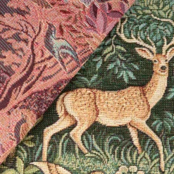 Jacquard Stoff Gobelin Waldtiere grün braun 1,40m Breite