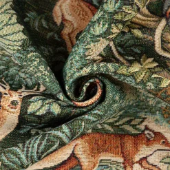Jacquard Stoff Gobelin Waldtiere grün braun 1,40m Breite