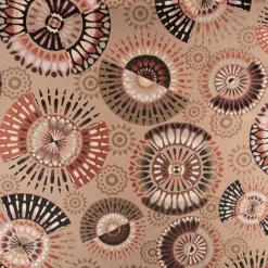 Jacquard Stoff Premium Dekostoff Mandala Circle Sun taupe rot schwarz 1,4m Breite