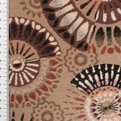 Jacquard Stoff Premium Dekostoff Mandala Circle Sun taupe rot schwarz 1,4m Breite