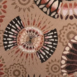 Jacquard Stoff Premium Dekostoff Mandala Circle Sun taupe rot schwarz 1,4m Breite