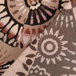 Jacquard Stoff Premium Dekostoff Mandala Circle Sun taupe rot schwarz 1,4m Breite