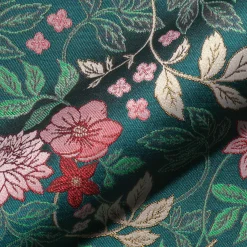 Jacquard Stoff Premium Dekostoff Classic Vintage Bloom Rosen grün rosa 1,4m Breite