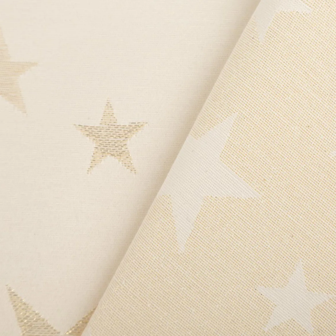 Jacquard Stoff Weihnachtsstoff Sterne Gold Glam Metallic-Effekte beige gold 2,80m Breite