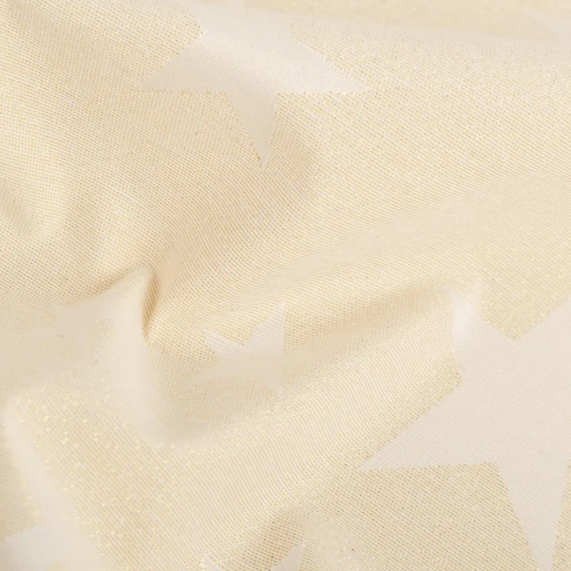 Jacquard Stoff Weihnachtsstoff Sterne Gold Glam Metallic-Effekte beige gold 2,80m Breite