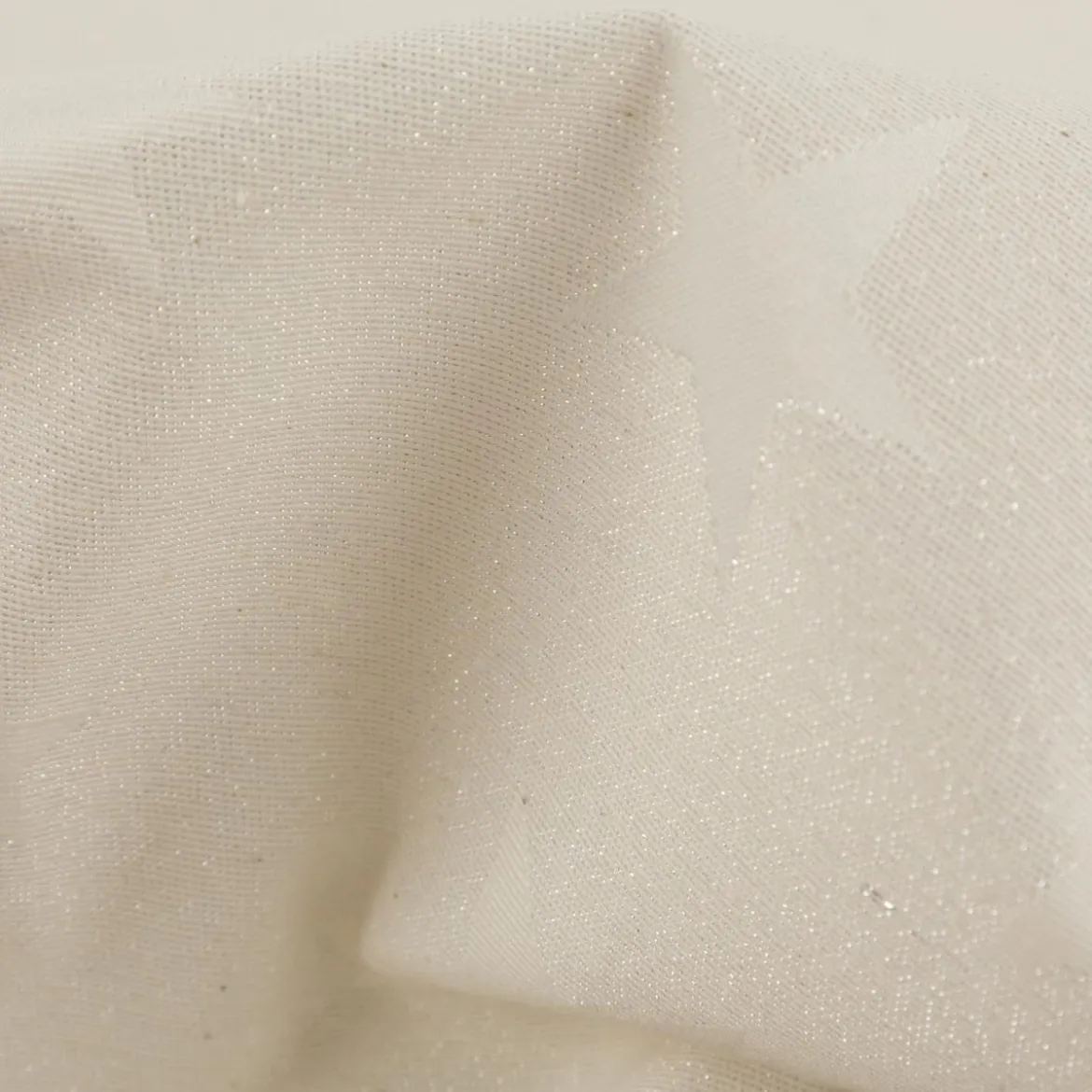 Jacquard Stoff Weihnachtsstoff Sterne Silber Glam Metallic-Effekte ecru silber 2,80m Breite