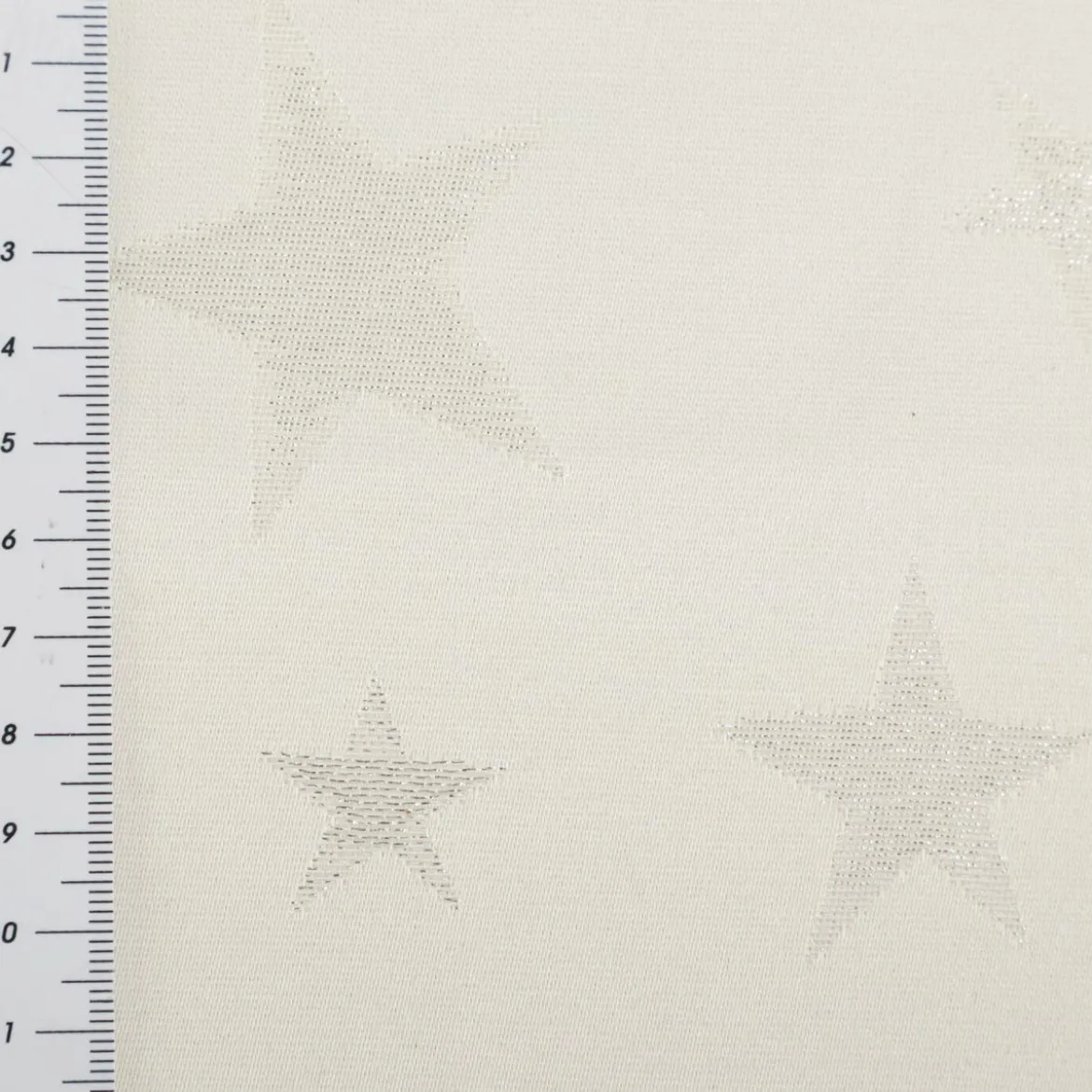 Jacquard Stoff Weihnachtsstoff Sterne Silber Glam Metallic-Effekte ecru silber 2,80m Breite