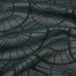 Jacquard Tischwäschestoff Doubleface extrabreit Caprice Kreise petrol 3,2m Breite