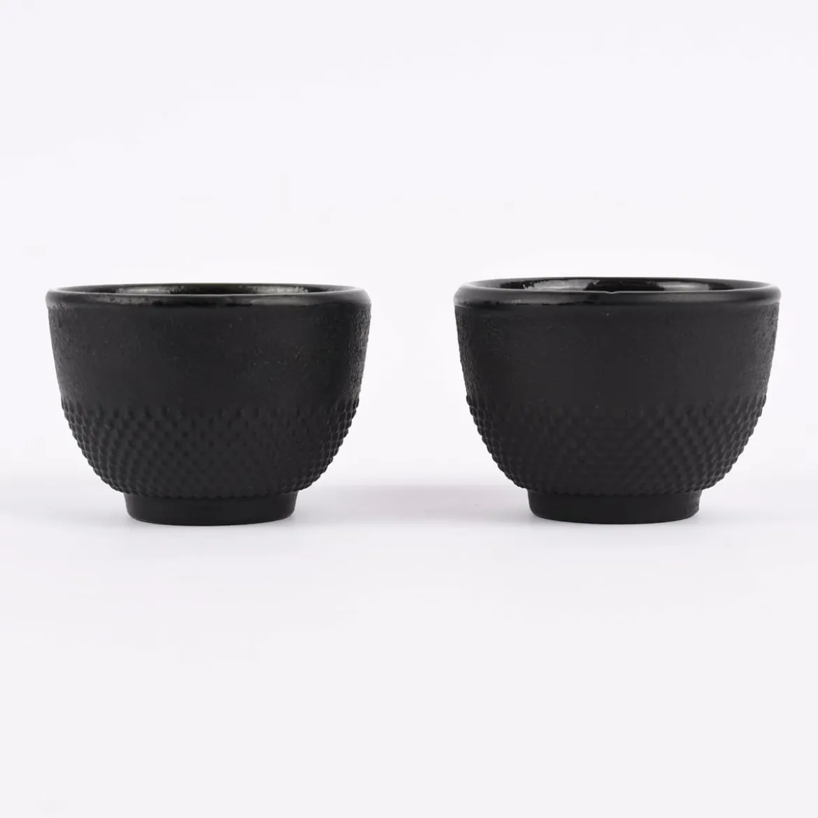 Japanische Teetassen Gusseisen Struktur- und Punktemuster schwarz 100ml 2Stk