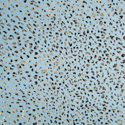 Jeansstoff Baumwollstoff Leo-Print hellblau goldfarbig 1,48m Breite