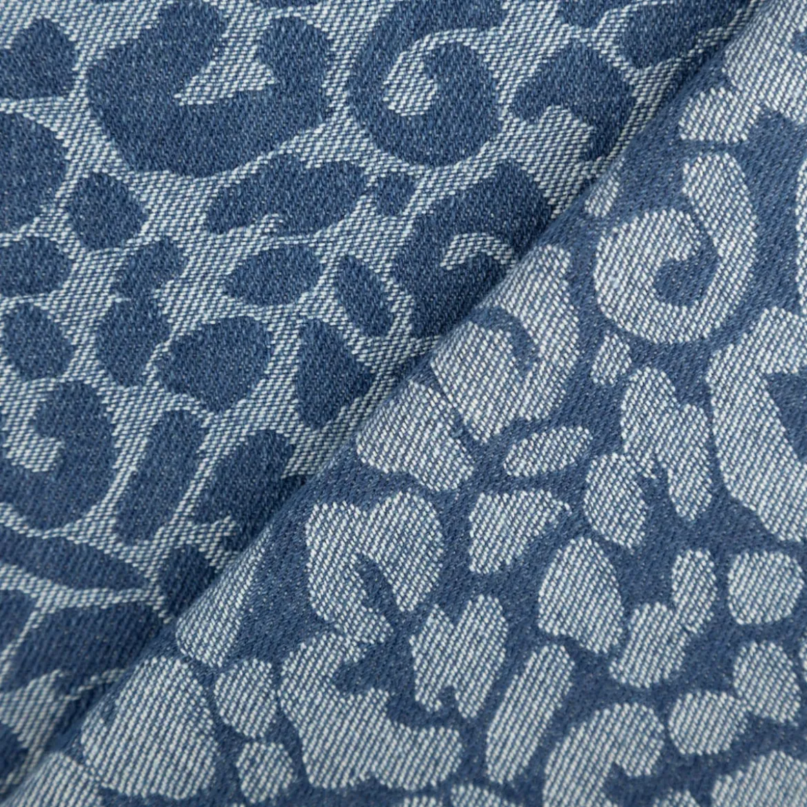 Jeansstoff Jacquard Leo Leomuster jeansblau dunkelblau 1,5m Breite
