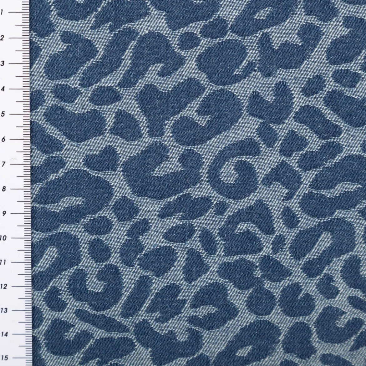 Jeansstoff Jacquard Leo Leomuster jeansblau dunkelblau 1,5m Breite