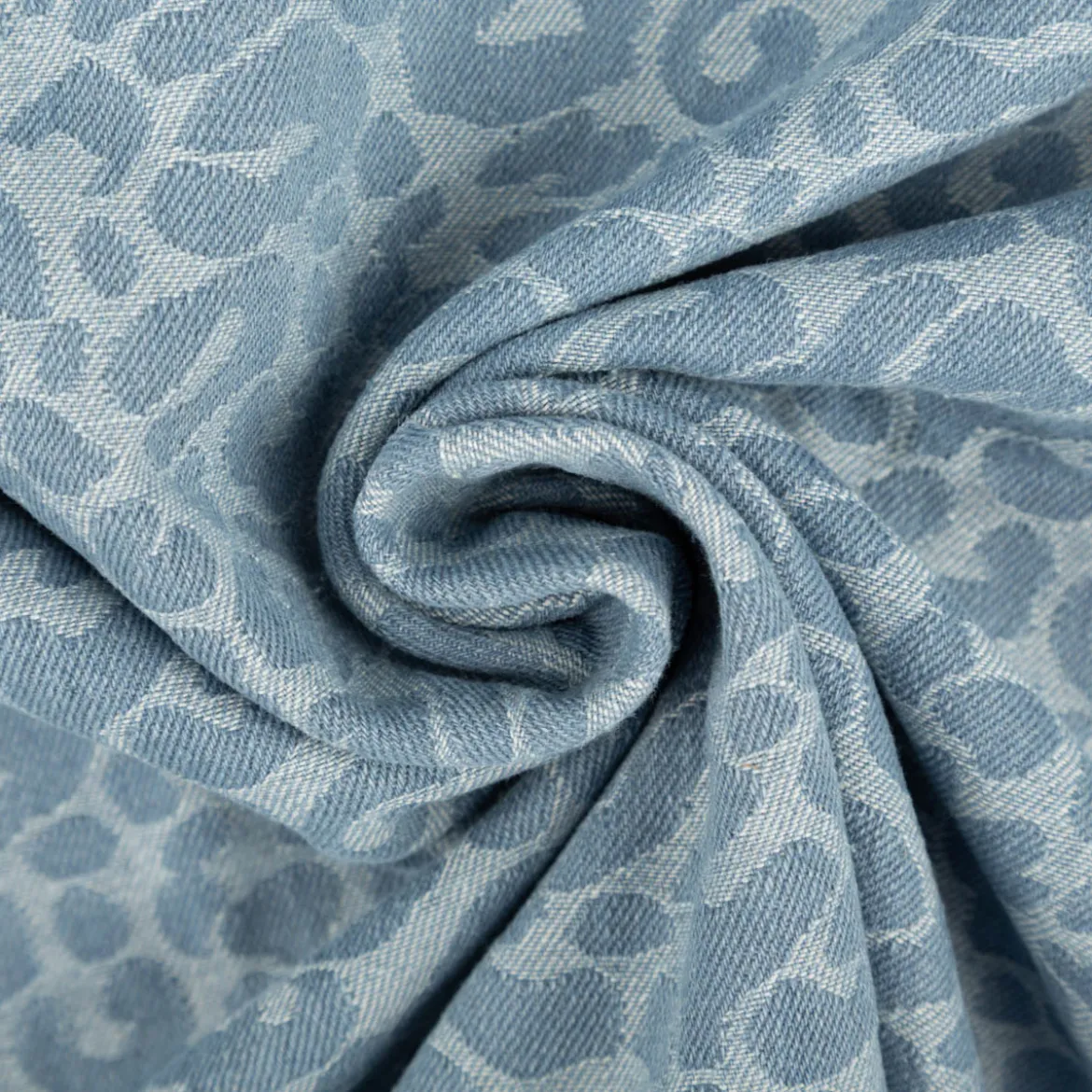 Jeansstoff Jacquard Leo Leomuster hellblau jeansblau 1,5m Breite