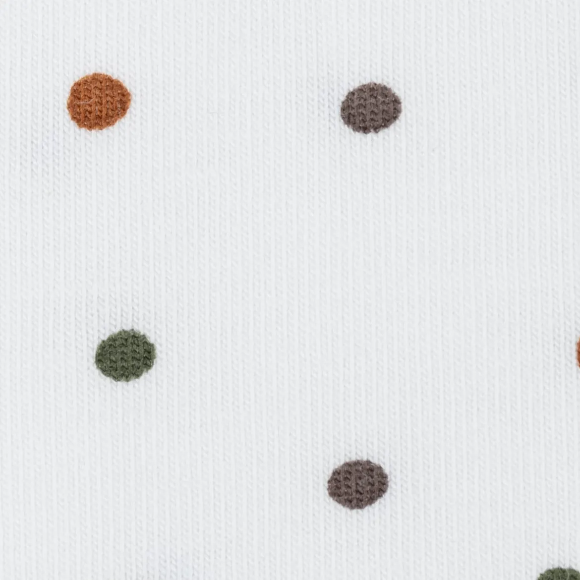 Jersey Baumwolljersey Baby und Kinderstoff Punkte wollweiß braun grün 1,5m Breite