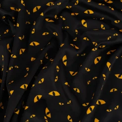 Jersey Foliendruck Halloween Katzenaugen glänzend schwarz 1,45m Breite