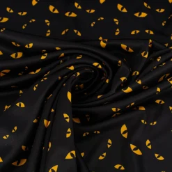 Jersey Foliendruck Halloween Katzenaugen glänzend schwarz 1,45m Breite