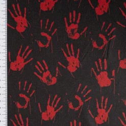 Jersey Foliendruck Halloween blutige Hände glänzend schwarz rot 1,45m Breite