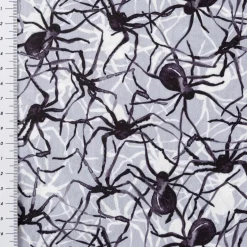 Jersey Foliendruck Halloween Spinnen glänzend grau schwarz 1,45m Breite