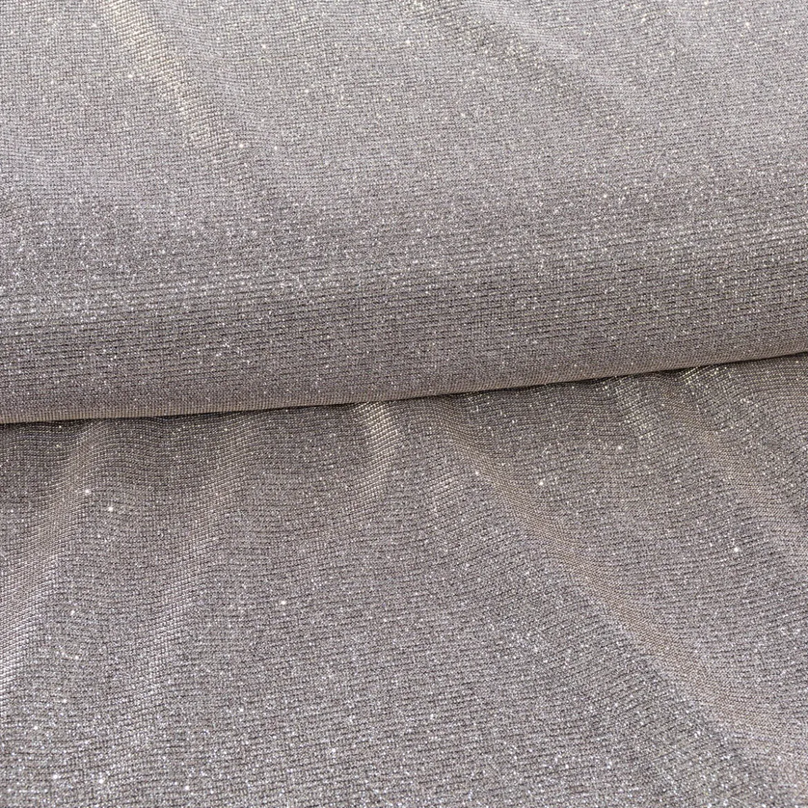 Jersey Lurex Glamour uni silber puderrosa 1,40m Breite
