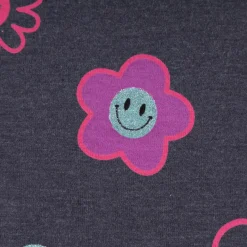 Jersey Stoff Baumwolle Glitter Happy Faces dunkelblau meliert 1,45m Breite