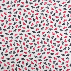 Jersey Stoff Baumwolle Maritim Papierboote weiß blau rot 1,50m Breite