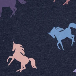 Jersey Stoff Baumwolljersey Melange Unicorn Einhörner indigoblau meliert 1,48m Breite