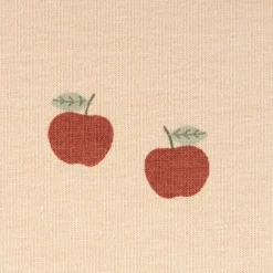 Jersey Stoff Baumwolljersey Äpfel beige rot 1,50m Breite