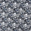 Jersey Stoff Baumwolljersey Digital Skulls Pirat Totenkopf Segelschiff blau 1,50m Breite