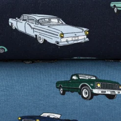 Jersey Stoff Baumwolljersey CLASSIC CARS Autos jeans blau grün 1,45m Breite