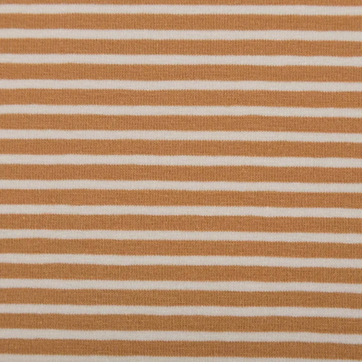 Jersey Stoff Baumwolljersey Rayure Streifen camel ecru 1,45m Breite