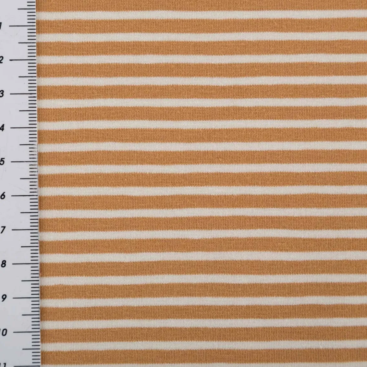 Jersey Stoff Baumwolljersey Rayure Streifen camel ecru 1,45m Breite
