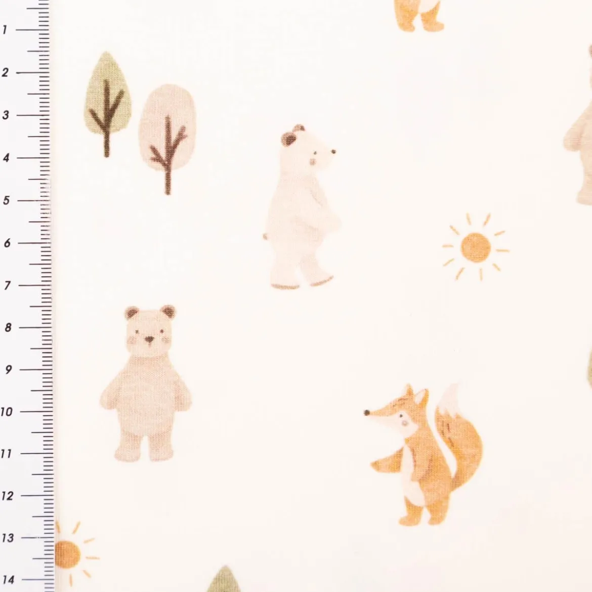 Jersey Stoff Baumwolljersey Digitaldruck Forest Animals weiß 1,4m Breite