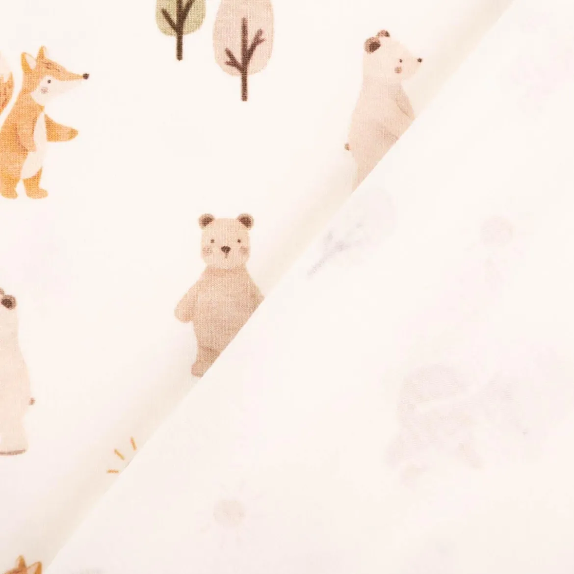 Jersey Stoff Baumwolljersey Digitaldruck Forest Animals weiß 1,4m Breite