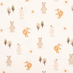 Jersey Stoff Baumwolljersey Digitaldruck Forest Animals weiß 1,4m Breite
