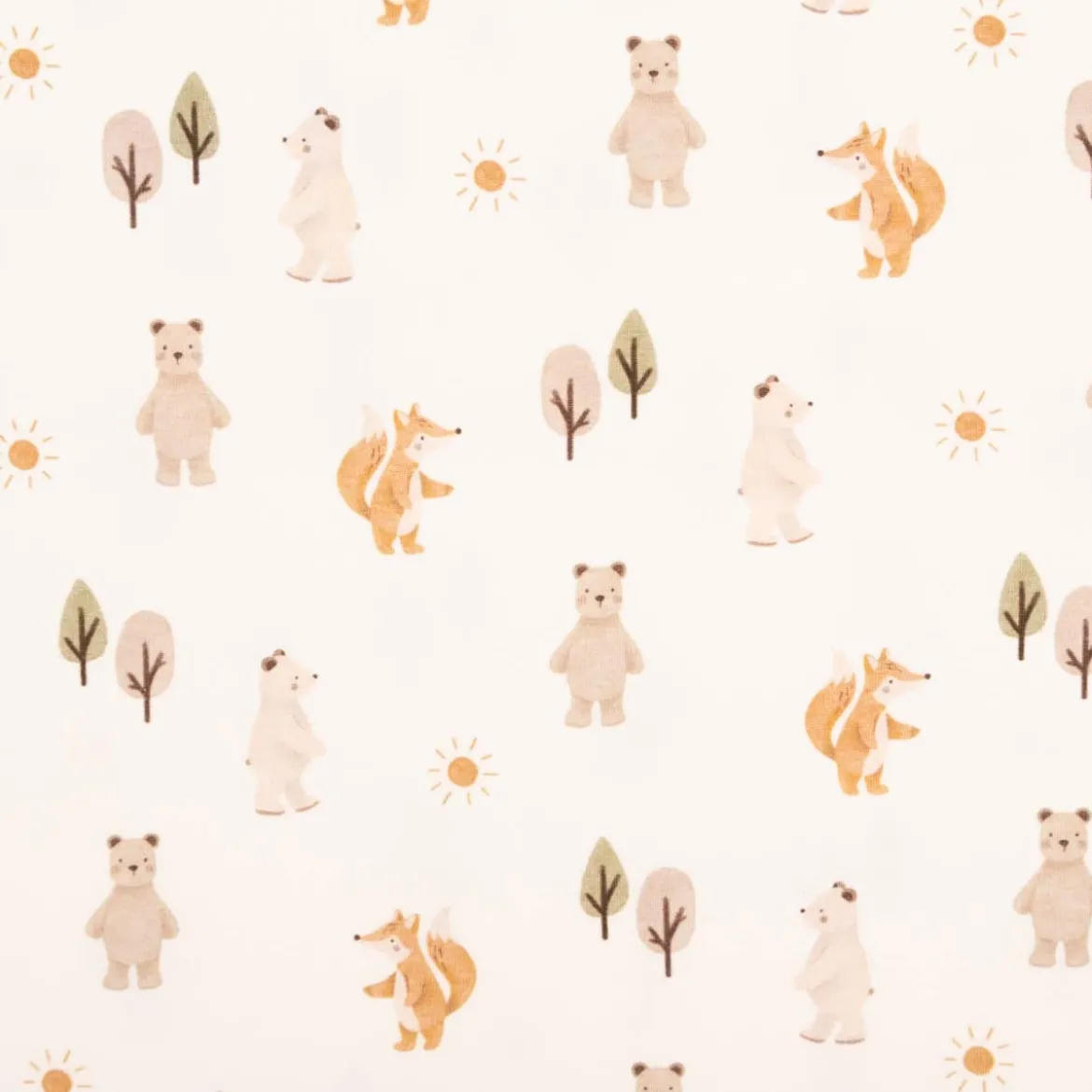 Jersey Stoff Baumwolljersey Digitaldruck Forest Animals weiß 1,4m Breite