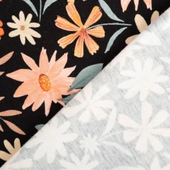 Jersey Stoff Baumwolljersey Digitaldruck Flowers schwarz bunt 1,4m Breite