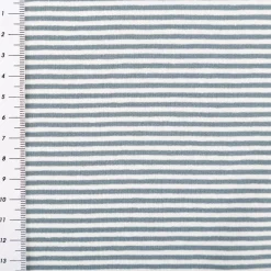 Jersey Stoff Baumwolljersey Yarn Dyed Streifen fein weiß stahlblau 1,50m Breite