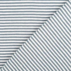 Jersey Stoff Baumwolljersey Yarn Dyed Streifen fein weiß stahlblau 1,50m Breite