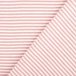 Jersey Stoff Baumwolljersey Yarn Dyed Streifen fein weiß hell-mauve 1,50m Breite