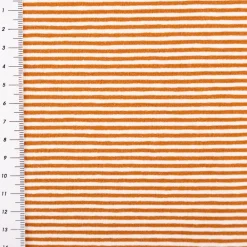 Jersey Stoff Baumwolljersey Yarn Dyed Streifen fein weiß karamell 1,50m Breite