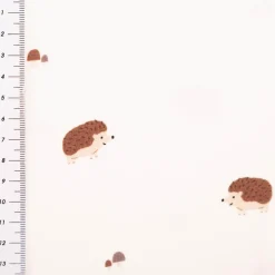 Jersey Stoff Baumwolljersey Igel Pilze wollweiß braun 1,50m Breite