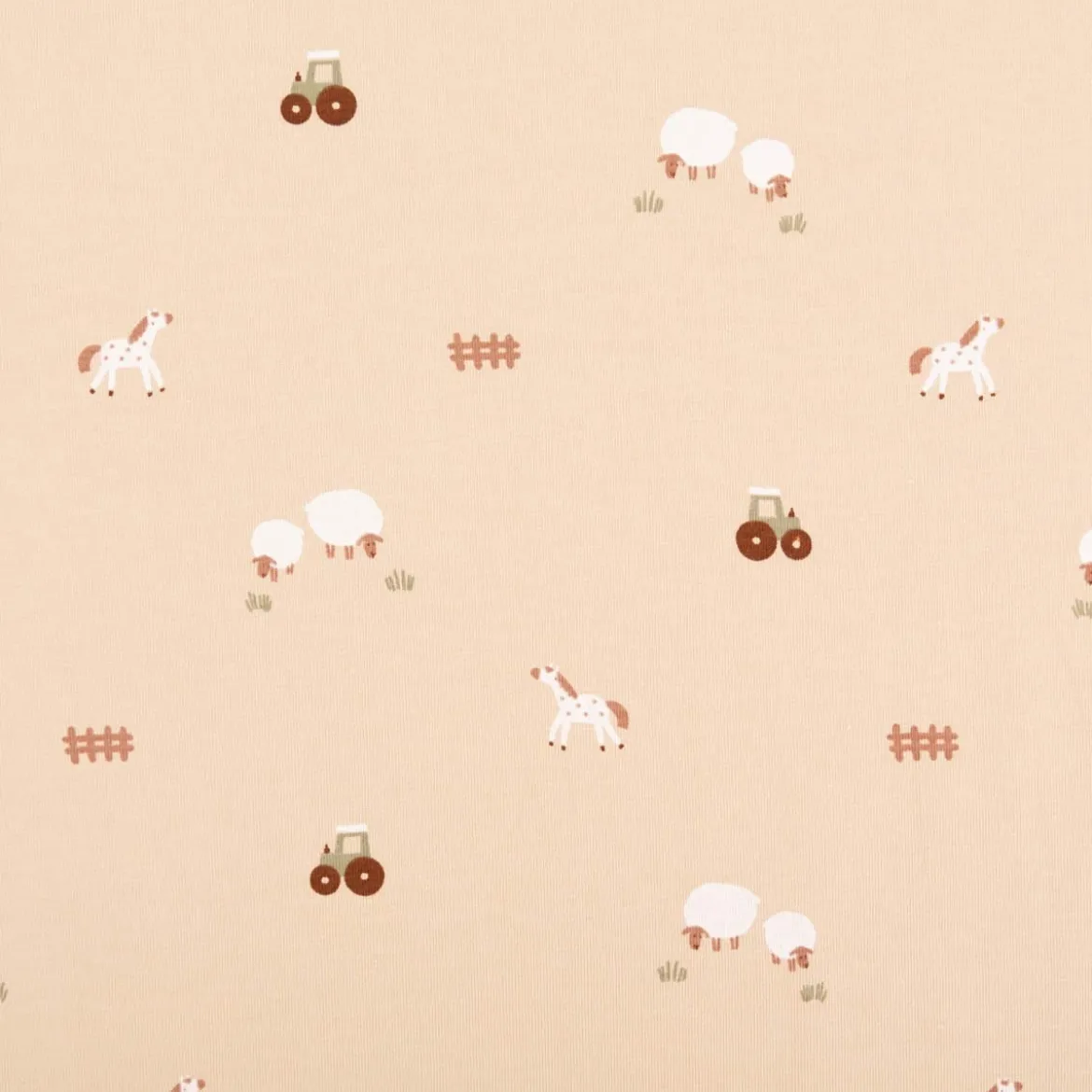 Jersey Stoff Baumwolljersey Bauernhof beige 1,50m Breite
